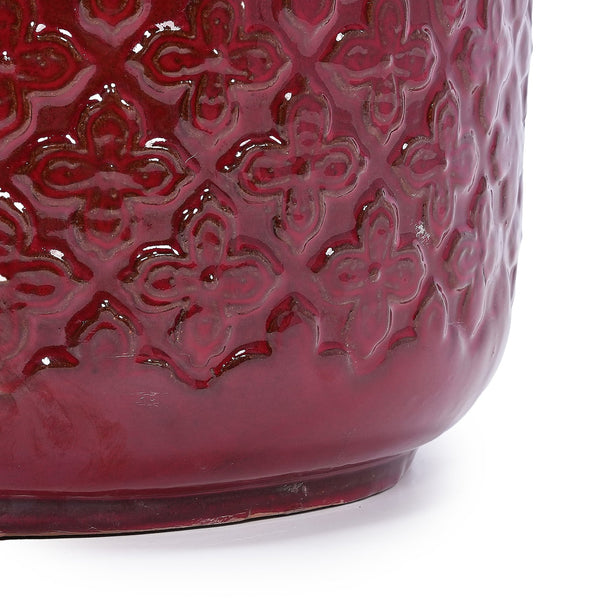 English Elm 3 Pieces Ceramic Flowerpot Set - Modern Bean Paste Red Planters For Stylish Indoor & Outdoor Spaces W3273P321477