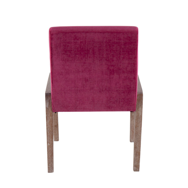 English Elm Carmen Contemporary Chair Set Of 2 – Plush Hot Pink Velvet With White-Washed Wood For Modern Style B202S01319