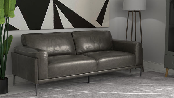 English Elm Wallace & Bay - Charcoal Transitional Leather Sofa in Dark Gray Fabric — 84" Wide, Easy-Care, Stylish Comfort for Living Rooms B361P384433