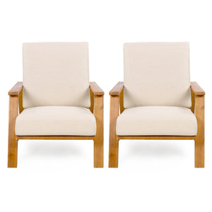 English Elm Christopher Knight Home® - Patio Lounge Chairs Set Of 2 – Weather-Resistant Acacia Wood With Beige Cushions For Outdoor Comfort N779P291591T-2