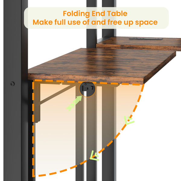 English Elm Bunk Bed Steel Frame with Rgb Lighting Charging Station Drawers and Folding Desk W1820P420816
