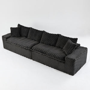 English Elm Luxury Turtle Velvet Multifunctional Sofa - Modular 4-Seat Design, Ergonomic Sponge Cushions, 400lbs Capacity, Stylish Living Room Centerpiece W3371S00035