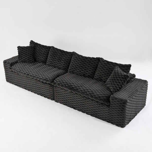 English Elm Luxury Turtle Velvet Multifunctional Sofa - Modular 4-Seat Design, Ergonomic Sponge Cushions, 400lbs Capacity, Stylish Living Room Centerpiece W3371S00035