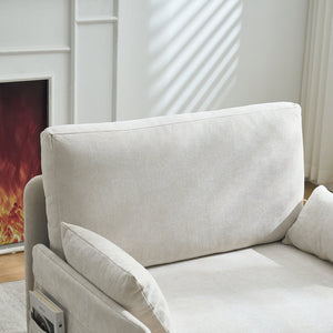 English Elm Foldable sofa bed recliner with three pillows, 3-in-1 convertible sleeper for small spaces, mid-century modern comfort Beige W395P290556