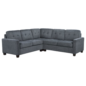 English Elm Creston Three Piece Fabric Sectional Sofa with Tufted Back and Track Arms Steel Gray B062S01530
