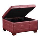 OSP Home Furnishings Detour Strap Ottoman Crimson Red