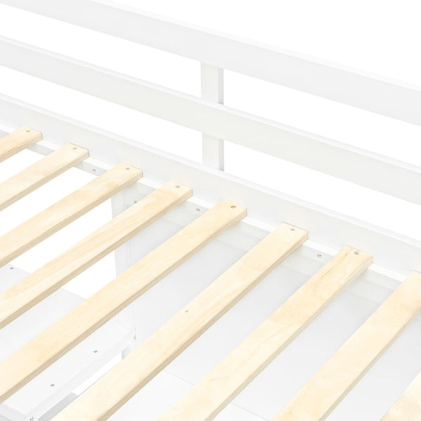 English Elm Twin Loft Bed with Built-in Desk Shelving and Dry-erase Board for Kids Rooms White LT100320AAK