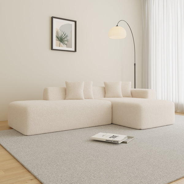 English Elm Modular Sectional Couch - Cozy Lambswool Upholstered L-Shape Sofa With Chaise For Modern Living Spaces W1765S00084