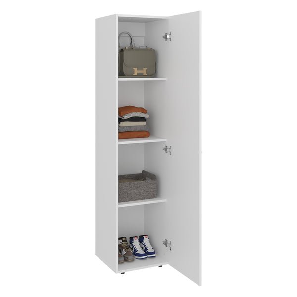 English Elm Deftones Tall Narrow Wenge Cabinet Four Shelves Slim Floor to Ceiling Bedroom Storage B128P485412