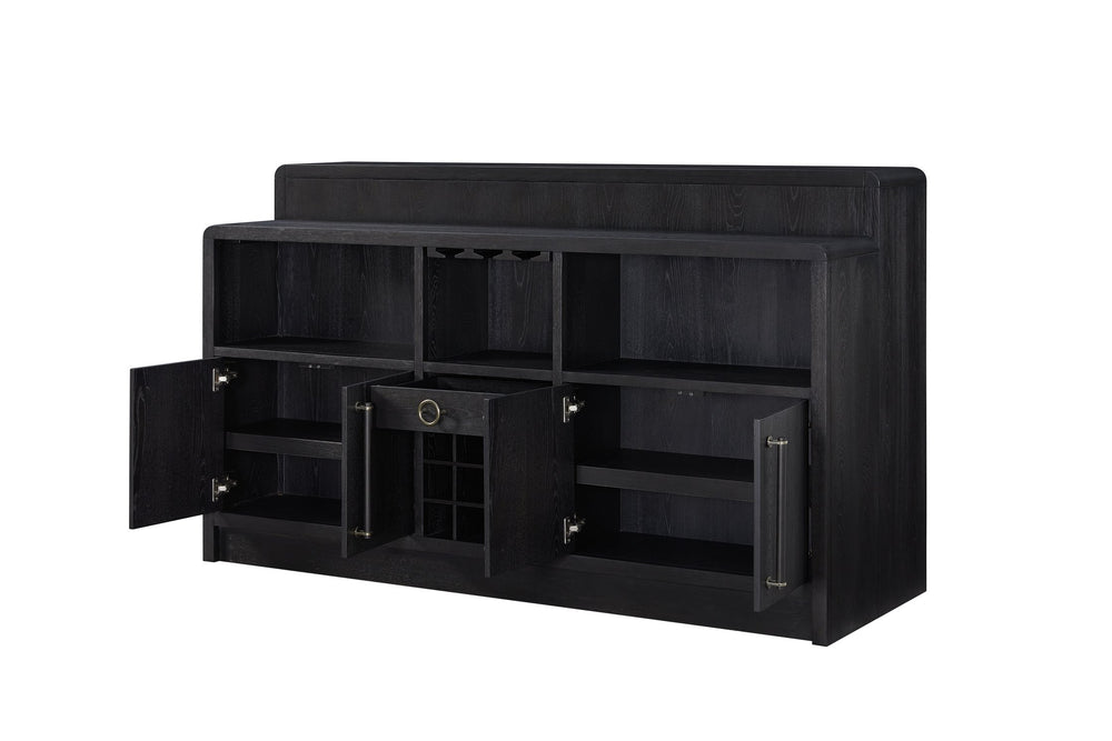 English Elm Elm Veneer Home Bar Cabinet with Led Lighting Peppercorn Finish Entertaining Storage B2699P469522