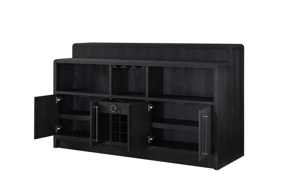 English Elm Elm Veneer Home Bar Cabinet with Led Lighting Peppercorn Finish Entertaining Storage B2699P469522