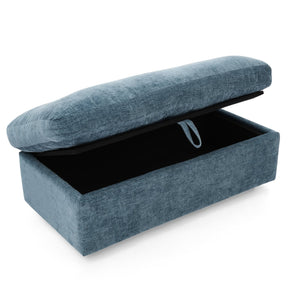 English Elm Leisure Chenille Two Seat Reclining Sofa with Usb Port Storage Ottoman Padded Armrests Blue W487S00516