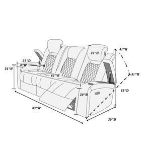 English Elm Modern Leatherette Power Reclining Sofa with Storage Cup Holders Adjustable Headrests B011P467545
