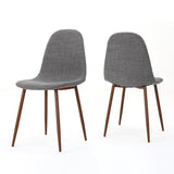 Christopher Knight Home® - Noble House - Raina Mid Century Modern Light Grey Fabric Dining Chairs with Dark Brown Wood Finished Metal Legs - Set of 2