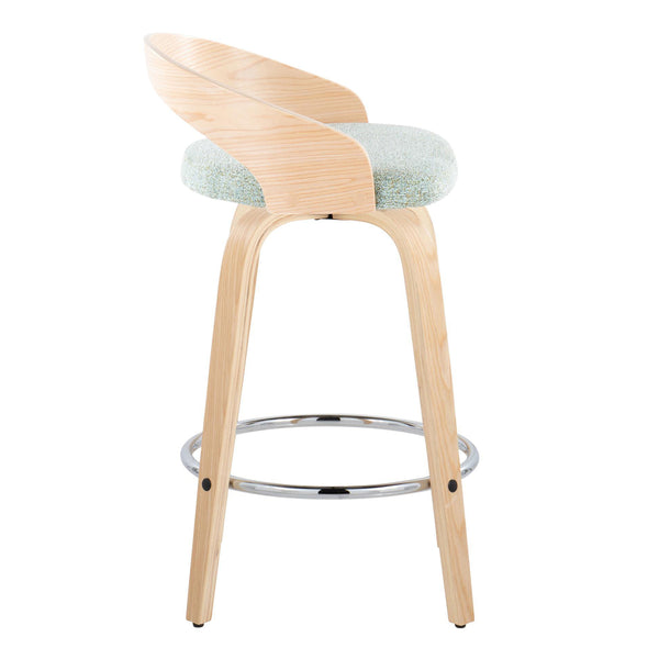 English Elm 26" Swivel Counterstools with Tufted Faux Leather Walnut Legs and Chrome Footrest Set of 2 B202S00309