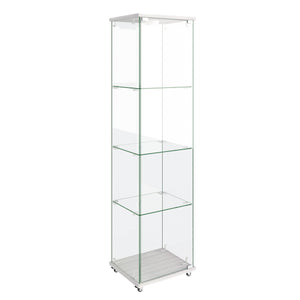 English Elm Modern Glass Display Cabinet With Led Lighting - Stylish 1-Door 4-Shelf Unit For Home & Office Use W241P242916