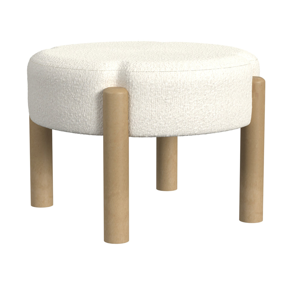 English Elm Eli Round Boucle Ottoman Footstool with Hardwood Legs for Living Room Seating B056P416982