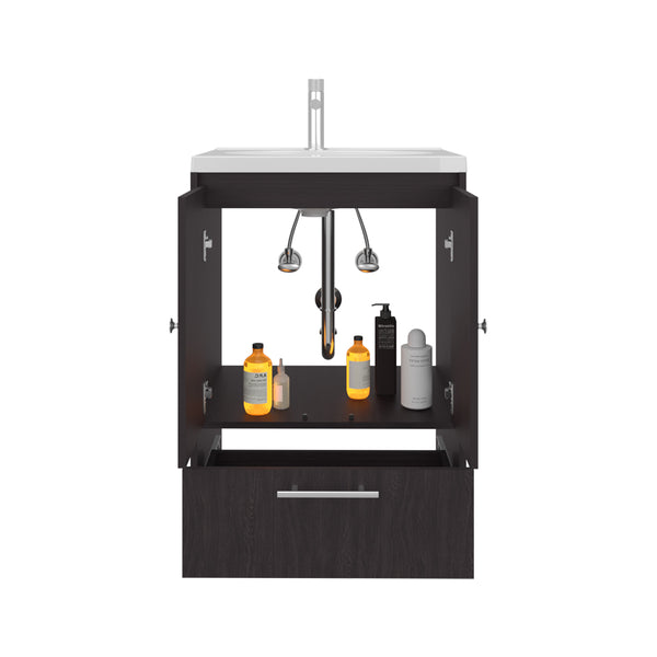English Elm Colville Floating Wall Mount Vanity Cabinet Matte Finish Modern Bathroom Storage Black B092P439920