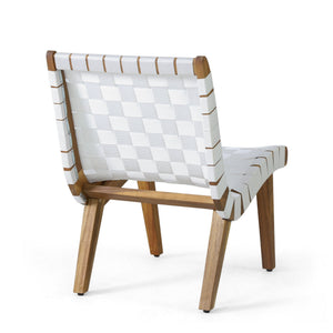 English Elm Outdoor Acacia Hardwood 3 Piece Patio Set with Woven Rope Strap Lounge Chairs 70913.00WHI