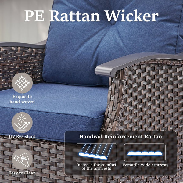 English Elm Outdoor Wicker Swivel Glider Chair Set Pe Woven Steel Frame Patio Seating Pair T3773P419699