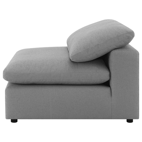English Elm Segoura Plush Grey Boucle Armless Chair — Modern Boxy Upholstered Seat with Cushiony Pillows, 33"H B062P375521