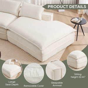 English Elm Modern Minimalist Modular Sectional Sofa - Plush Cloud Couch With Right-Facing Chaise For Cozy Living Spaces W2959S00014