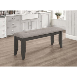 English Elm Fabric Button-Tufted Upholstered Wood Dining Bench in Dark Grey — Durable Rubberwood, Padded Comfort B016P368754