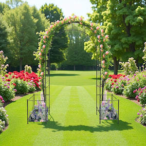 English Elm Garden Arch Arbor Trellis For Climbing Plants - Elegant Metal Wedding Arch For Outdoor Events & Patios W840P321537