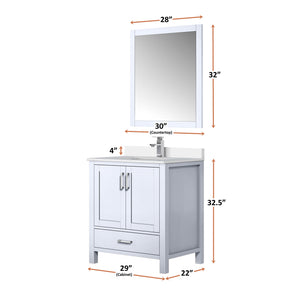 English Elm White Bath Vanity with Cultured Marble Top, Chrome Faucet & 28" Mirror, Scratch-Resist Durability B2731S01324