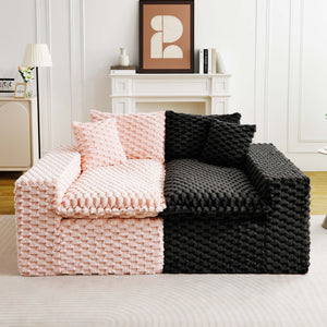 English Elm Luxury Color-Block Turtle Velvet Multifunctional Sofa - Cozy, Stylish Living Room Furniture For Any Space W3371S00051