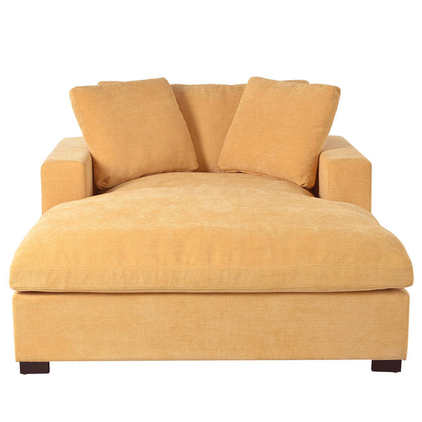 English Elm Mirod Oversized Chaise Lounge with Birch Legs Pillow Back Polyester Upholstered Seating Yellow N760P196662Y