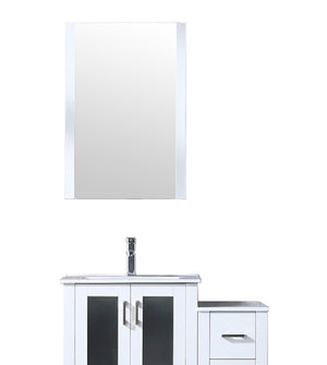 English Elm White Bath Vanity 36 in with Side Cabinet, Scratch‑Resistant Ceramic Top, Chrome Faucet, 22" Mirror B2731S01360