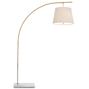 Cloister Brass Floor Lamp - Modern Arc Design with Elegant White Shade and Antique Finish for Style