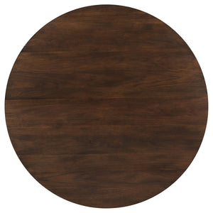 English Elm Shirley Sap Walnut Veneer Round Dining Table Seats Four with Tapered Legs B062S01491