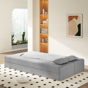 English Elm Modern Corduroy Floor Sofa Foldable Twin Sleeper Foam Filled for Compact Living Spaces Light Grey W1885P435361