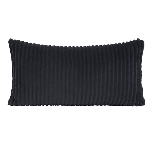 English Elm Upholstered Corduroy Accent Chair with Lumbar Pillow Rubberwood Frame Modern Sitting Room Black B011P455640