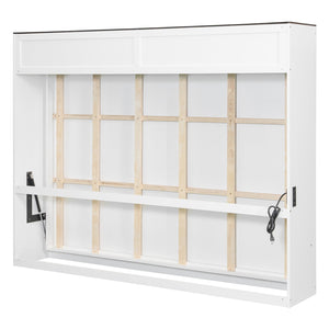 English Elm Queen Murphy Wall Bed with Usb Ports Space Saving Cabinet for Guest or Home Office White LP000385AAK