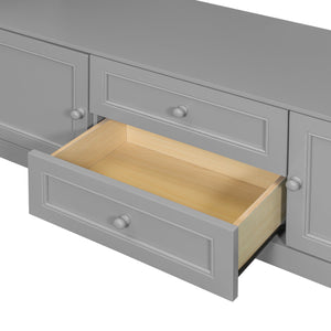 English Elm Twin Murphy Wall Bed with Integrated Tv Stand Open Shelving and Cabinet Storage LP000768AAE