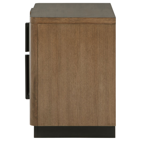 English Elm Moraga Fluted Ash Veneer Nightstand with Two Drawers for Modern Bedrooms B062P451801