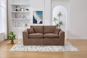 English Elm UNITED Cloud Couch Modular Sectional Sofa with Corduroy Cover, Ergonomic 2-Seater, No Assembly Needed Brown W1568P371124