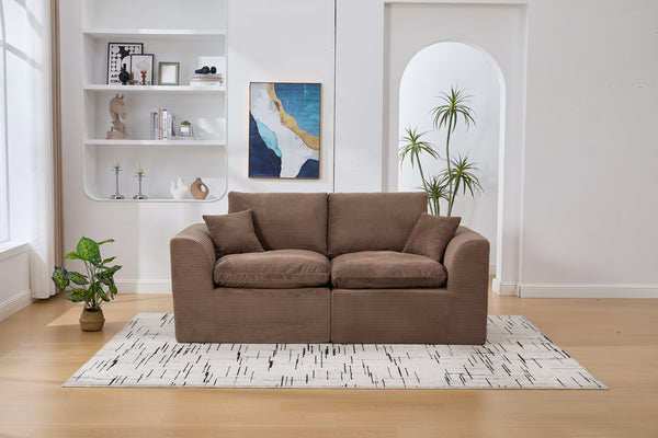 English Elm UNITED Cloud Couch Modular Sectional Sofa with Corduroy Cover, Ergonomic 2-Seater, No Assembly Needed Brown W1568P371124