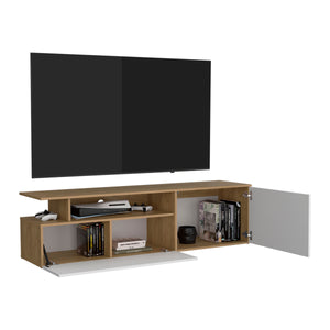English Elm Selma Floating 63" TV Stand Wall-Mounted Entertainment Center with 2 Cabinets, 6 Shelves, Cable Management B070P286444