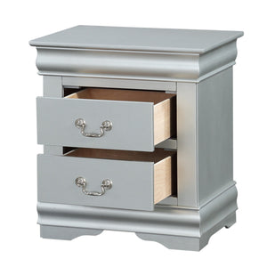 English Elm 1pc Classic Two-Drawer Nightstand with Brushed Nickel Pulls — Compact Wooden Bedside Storage, No Assembly Required Silver 18.5 L x 23.5 W x 27 H B2741P322606