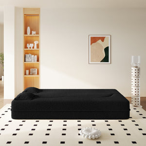 English Elm Modern Corduroy Floor Sofa Foldable Twin Sleeper Foam Filled for Compact Living Spaces Black W1885P435359