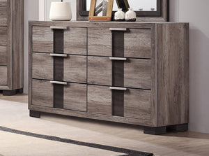 English Elm 1pc Five-Drawer Contemporary Chest in Grey Finish with Metal Pulls – Spacious Durable Bedroom Storage Solution Brown 61 L x 19.5 W x 36 H B011P255271