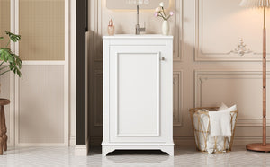 English Elm 20-inch Bathroom Vanity with Ceramic Sink, Modern Freestanding Single Vanity with Soft-Close Doors and Adjustable Shelf for Ample Organized Storage White N710P317678K