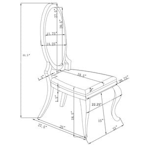 English Elm Chester Cream White Upholstered Dining Side Chairs Set of 2 — Chrome Frame, Oval Back, Easy-Clean Faux Leather B062S01287