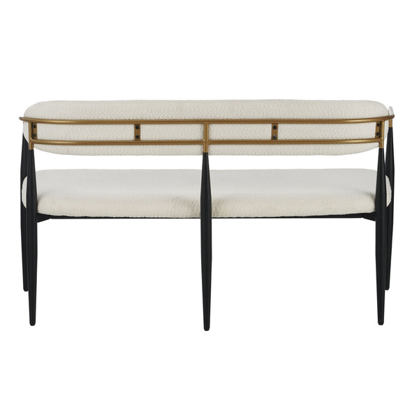 English Elm Metal Boucle Settee Loveseat with Sculptural Toothpick Legs for Modern Living Spaces Beige,Gold+Black N771P247148B