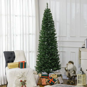 English Elm Homcom 7Ft Slim Douglas Fir Christmas Tree - Realistic Unlit Design For Compact Spaces & Easy Setup W2225P249651