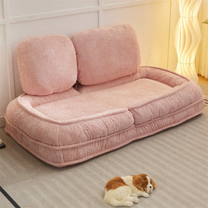 English Elm Human Dog Bed Lazy Sofa Couch 5-Position Adjustable Foldable Seat for Compact Living Spaces Pink W2108P193239